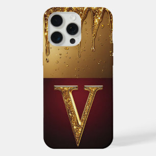 💎 Velvet Glitter V Monogram Dripping Custom iPhone 15 Pro Max Case