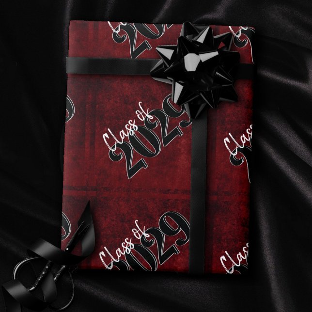 Velvet Grad | Ruby Red Crimson Grunge Graduation  Wrapping Paper (Creator Uploaded)