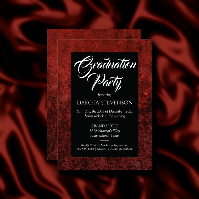 Velvet Grad | Ruby Red Jewel Tone Graduation Party Invitation (Creator Uploaded)