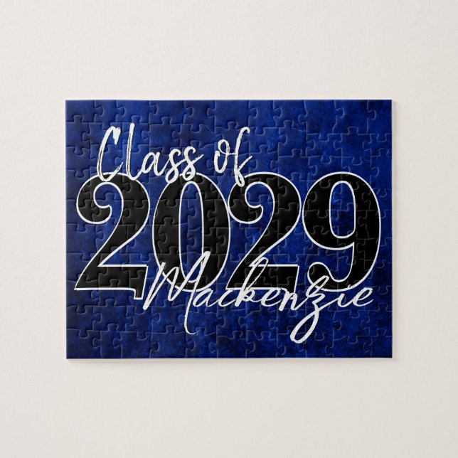 Velvet Grad | Sapphire Blue Dark Jewel Tone Grunge Jigsaw Puzzle (Horizontal)
