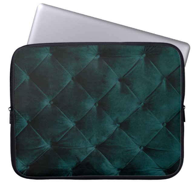 Velvet Green: Malachite Textile Elegance Laptop Sleeve (Front)