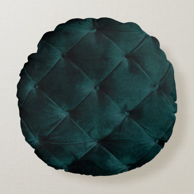 Velvet Green: Malachite Textile Elegance Round Cushion (Front)