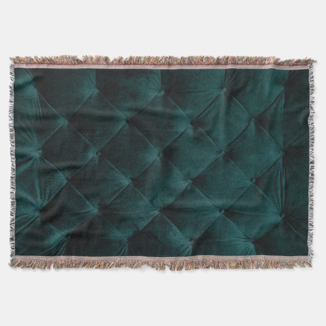 Velvet Green: Malachite Textile Elegance Throw Blanket (Front)