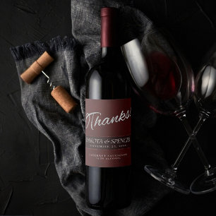 Velvet Henna Grunge   Deep Crimson Red Thank You Wine Label