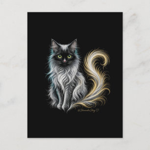 Velvet Moonlight Silver Mane Black Cat Postcard