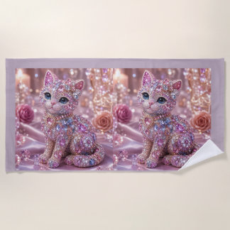 Velvet Night Cat Aesthetic Print Beach Towel