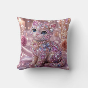 Velvet Night Cat Aesthetic Print Cushion