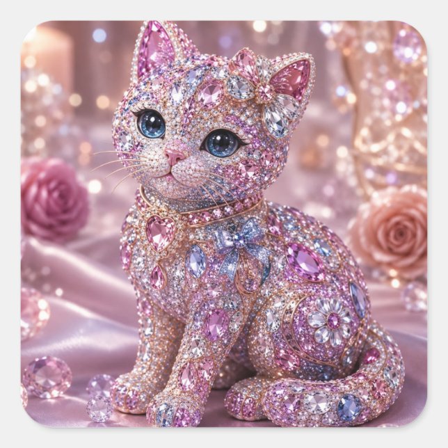 Velvet Night Cat Aesthetic Print Square Sticker (Front)