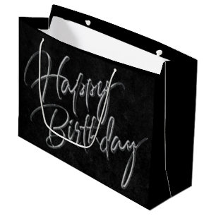 Velvet Onyx Grunge Vampy Black Happy Birthday Large Gift Bag