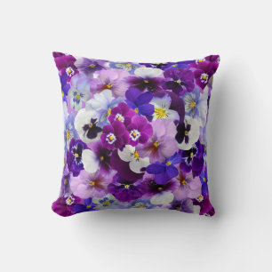 Velvet Pansy Purple Garden Floral Pattern Cushion