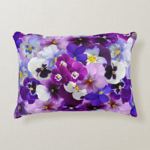 Velvet Pansy Purple Garden Floral Pattern  Decorative Cushion