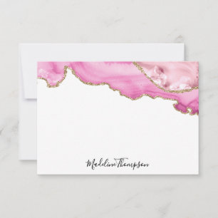 Velvet Pink Agate Geode Script Typography Card