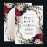 Velvet Plum Garden Floral Greenery Sweet 16 Invitation<br><div class="desc">Customize for any event</div>