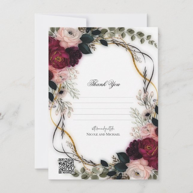 Velvet Plum Garden Floral Greenery Wedding  Invitation (Front)
