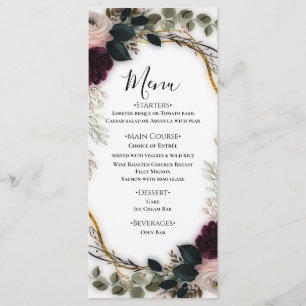 Velvet Plum Garden Floral Greenery Wedding  Menu