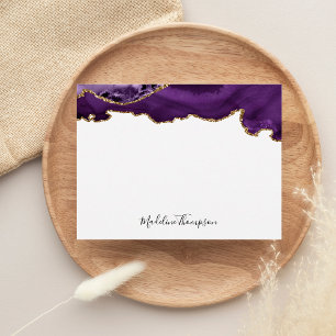 Velvet Purple Agate Geode Script Typography Card