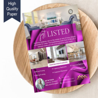 Velvet Purple Just Listed Real Estate Agent Flyer