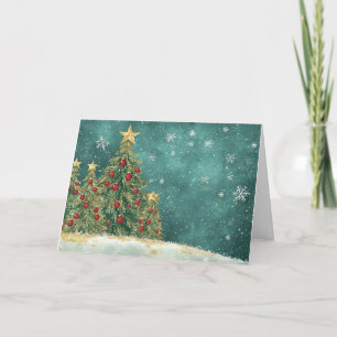 Velvet Red and Green Christmas Tree Foil Card