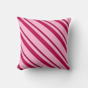 Velvet ribbon stripes, fuchsia and pale pink cushion