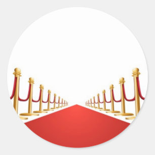 Velvet rope and red carpet illustration classic round sticker