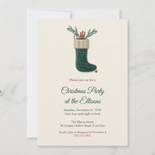 Velvet Stocking Christmas Party Invitation