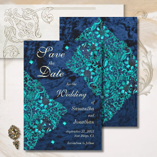 Velvet Teal and Navy Luxury Wedding Save The Date
