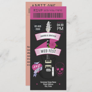 Velvet Thunder Rock ’n’ Roll Wedding Ticket Invitation