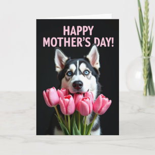 Velvet Tulip Dog Mothers Day Card