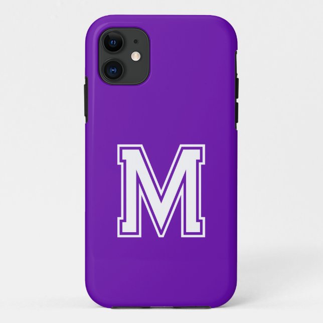 Velvet Violet Solid Colour | Minimalist Monogram Case-Mate iPhone Case (Back)