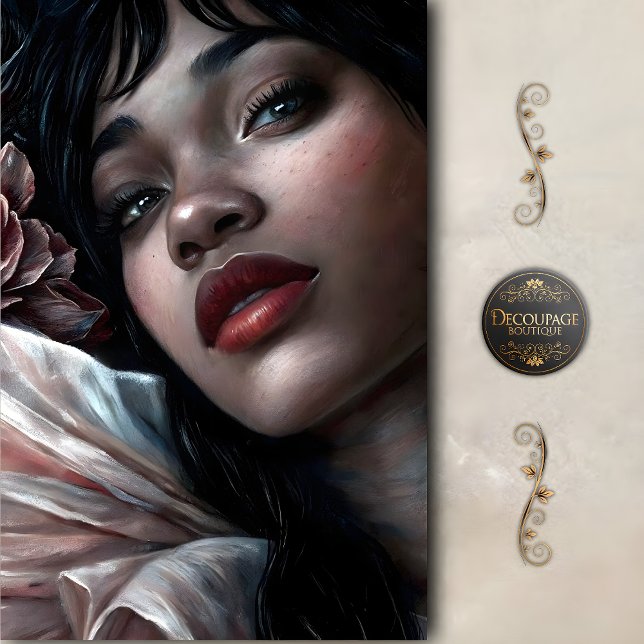 Velvet Woman With Crimson Lips decoupage Tissue Paper (Velvet Woman with Crimson Lips Decoupage Tissue Paper)