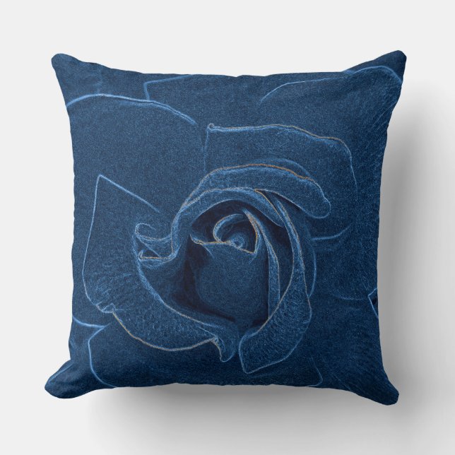 velvety blue rose cushion (Front)