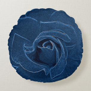 velvety blue rose round cushion