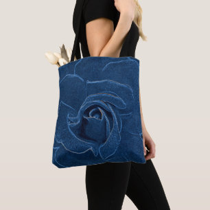 velvety blue rose tote bag