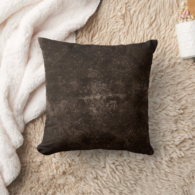 Velvety Bronze Damask | Brown Baroque Grunge Cushion (Blanket)