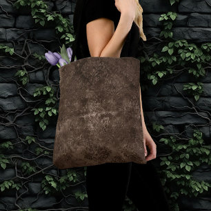Velvety Bronze Damask   Brown Baroque Grunge Tote Bag