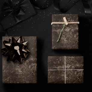 Velvety Bronze Damask   Brown Baroque Grunge Wrapping Paper Sheet