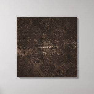 Velvety Bronze Damask   Mocha Brown Grunge Baroque Canvas Print