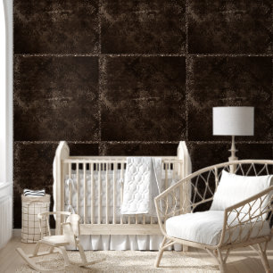 Velvety Bronze Damask   Mocha Brown Grunge Baroque Wallpaper