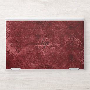 Velvety Henna Damask   Red Distressed Grunge HP Laptop Skin