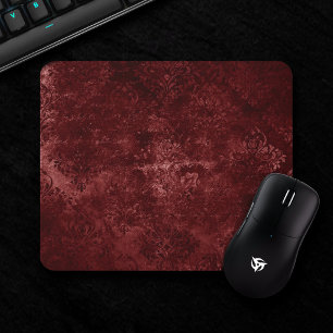Velvety Henna Damask   Red Distressed Grunge Mouse Pad