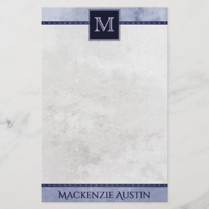 Velvety Indigo Damask   Midnight Grunge Baroque Stationery