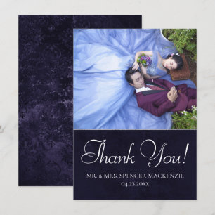 Velvety Indigo Damask   Midnight Grunge Photo Thank You Card