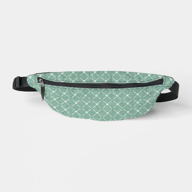 Velvety Lattice Pattern in Mint Green Bum Bags (Front)