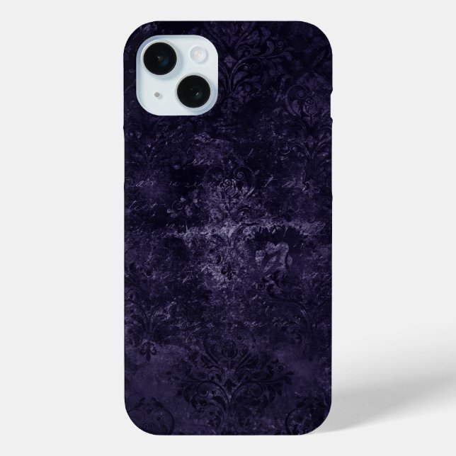 Velvety Midnight Damask | Indigo Purple Grunge Case-Mate iPhone Case (Back)