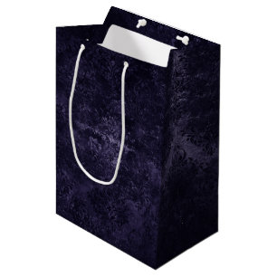 Velvety Midnight Damask Indigo Purple Grunge Medium Gift Bag
