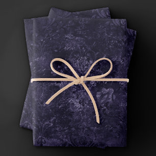 Velvety Midnight Damask   Indigo Purple Grunge Wrapping Paper Sheet
