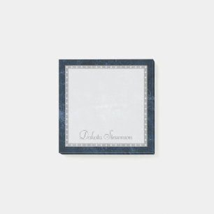 Velvety Navy Damask Dark Blue Baroque Custom Post-it Notes