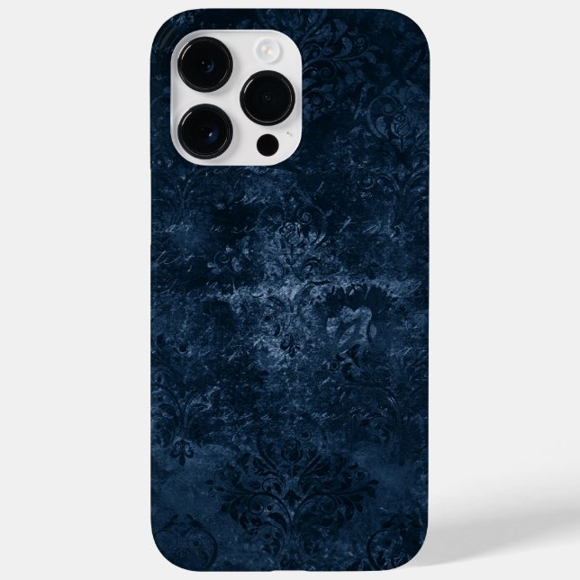 Velvety Navy Damask | Dark Blue Grunge Baroque Case-Mate iPhone Case (Back)
