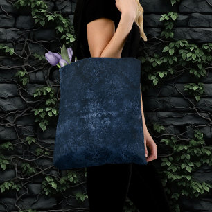 Velvety Navy Damask Dark Blue Grunge Baroque Tote Bag