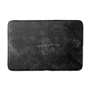 Velvety Onyx Damask Black Vampy Grunge Baroque Bath Mat
